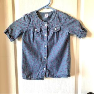 CARTER’S Rose Short Sleeved Button Down Top—SZ. 5T